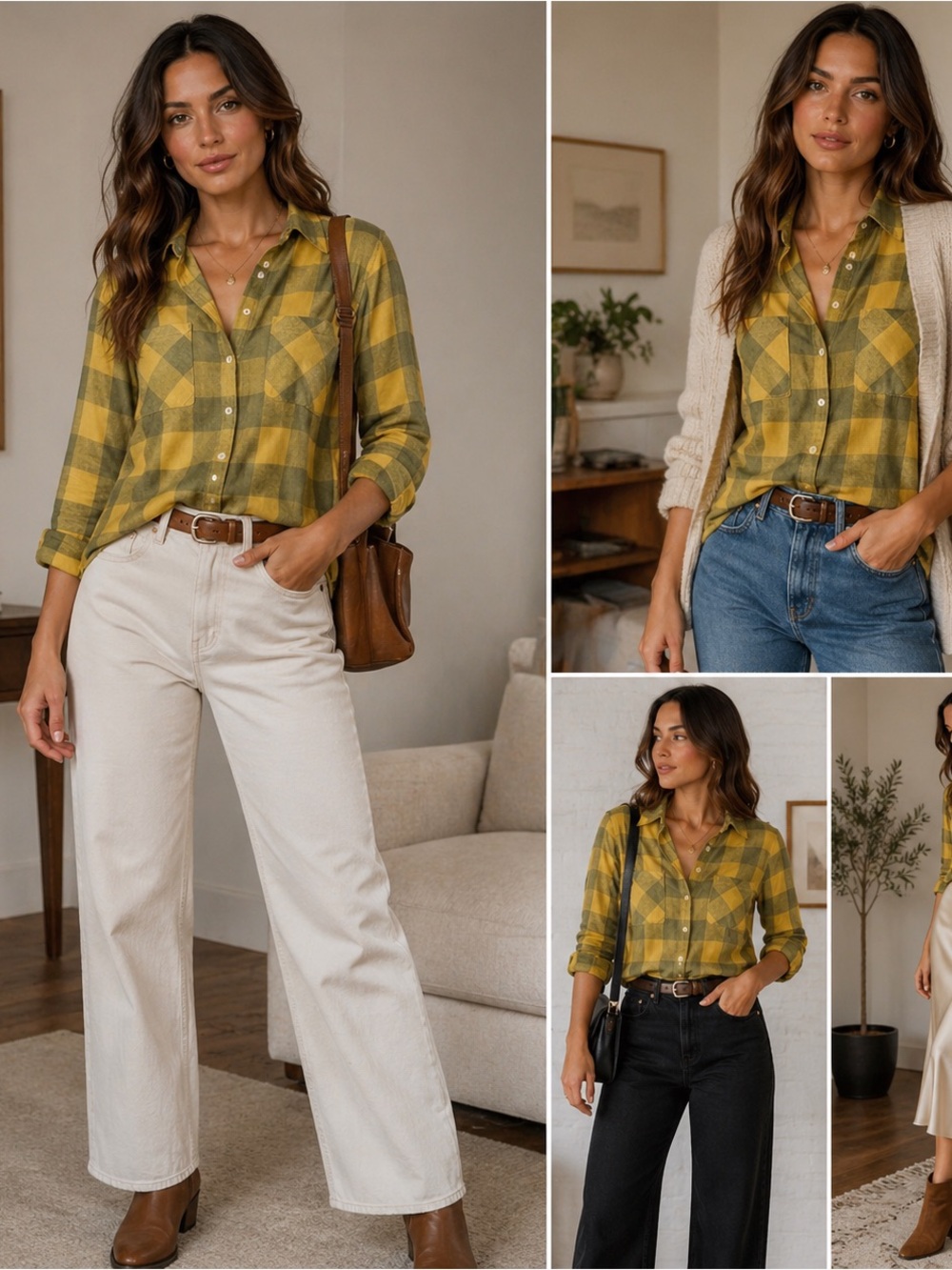 Arnold Zimberg Yellow Green Plaid Button Down Shirt‎ | Casual Lightweight Sz S